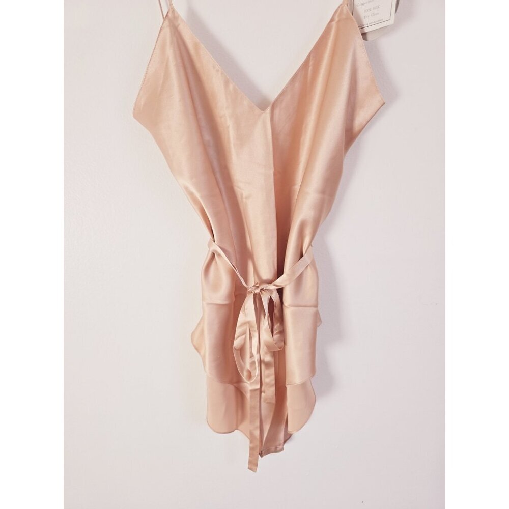 Silk Pink Satin Sleeveless V-Neck Lingerie Cami Y2K Vintage Bodysuit S Small